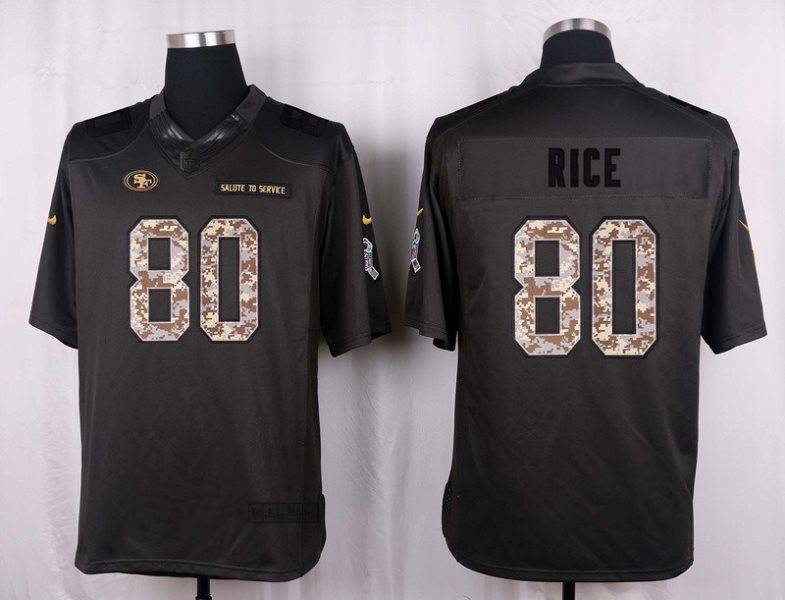Nike NFL 49ers 80 Jerry Rice Anthracite 2016 Salute to Service Limited Jersey