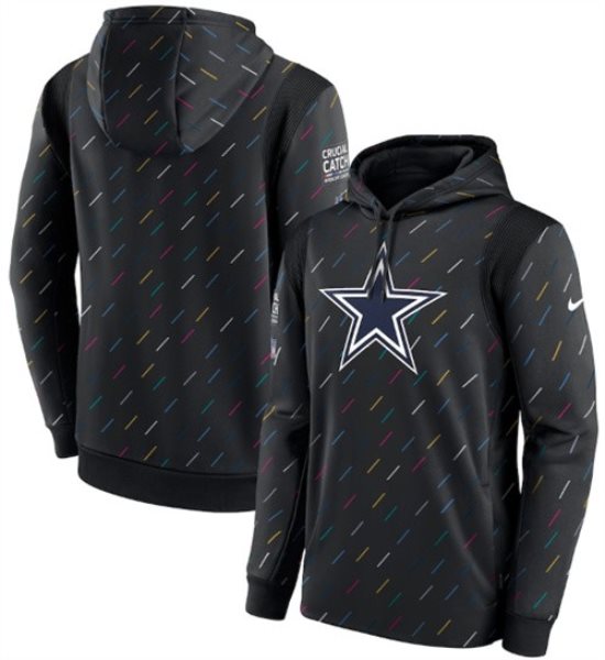 Nike Dallas Cowboys 2021 Charcoal Crucial Catch Therma Pullover Hoodie