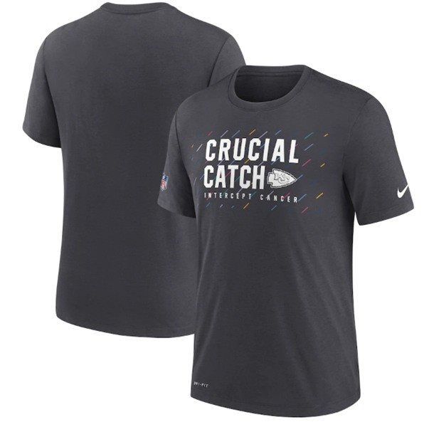 NFL Chiefs Charcoal 2021 Crucial Catch Performance T-Shirt