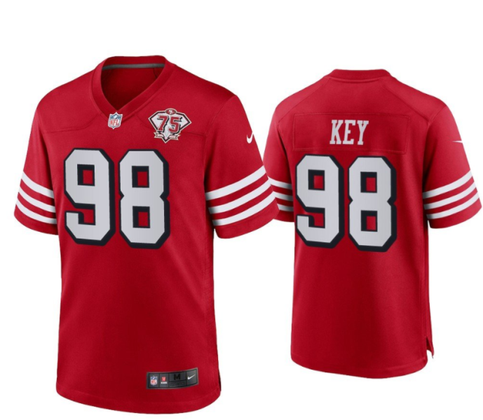 Nike 49ers 98 Arden Key Throwback Red Vapor Limited Men Jersey