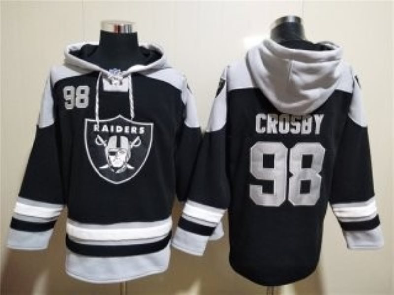 NFL Raiders 98 Maxx Crosby Black Ageless Must-Have Lace-Up Pullover Hoodie
