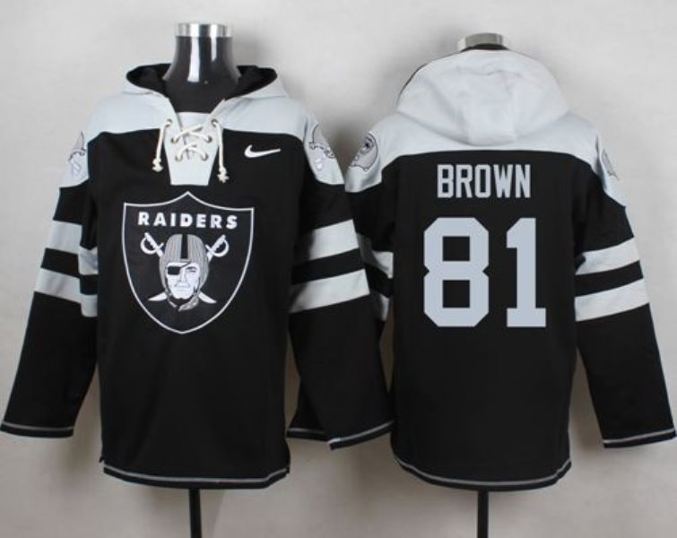 Nike Raiders 81 Tim Brown Black Player Pullover NFL Hoodie Sweatshirt
