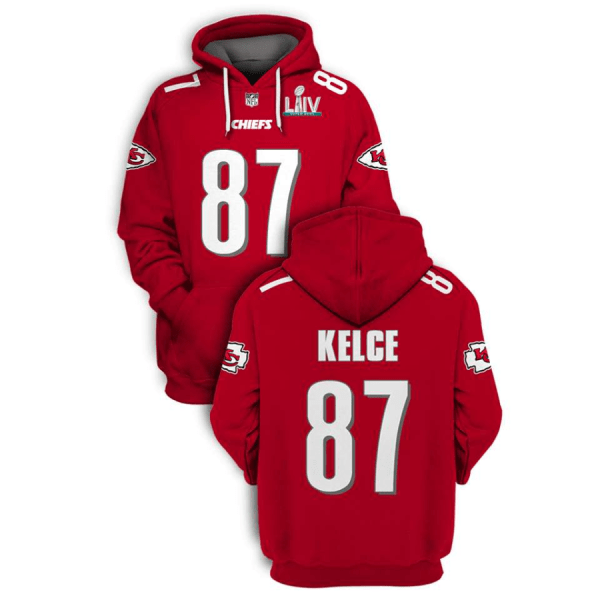 NFL Chiefs 87 Travis Kelce Red 2021 Stitched New Hoodie