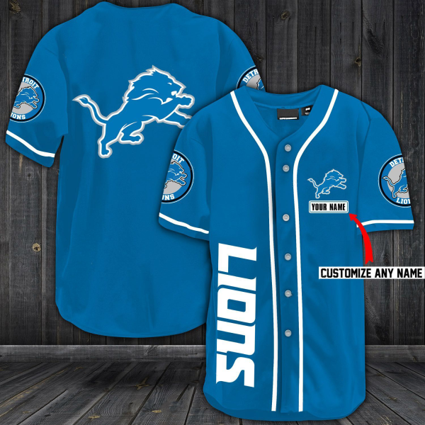 NFL Detroit Lions Baseball Blue Customized Jersey