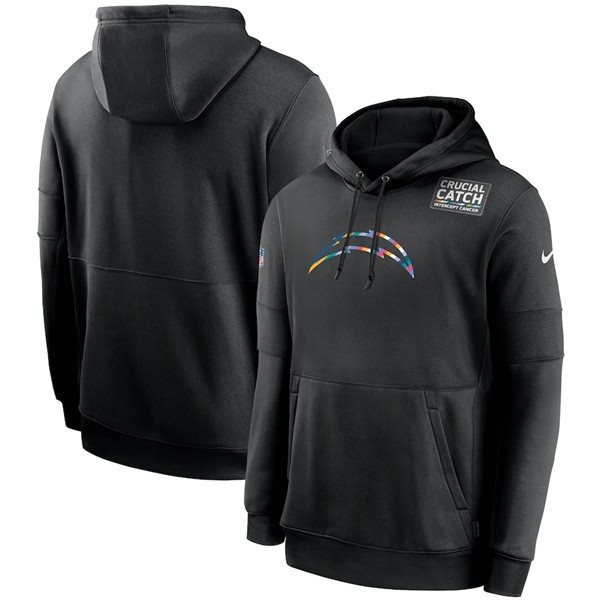 NFL Los Angeles Chargers 2020 Black Crucial Catch Sideline Performance Pullover Hoodie