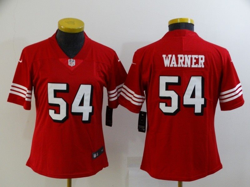 Nike 49ers 54 Fred Warner Red Throwback Vapor Limited Women Jersey