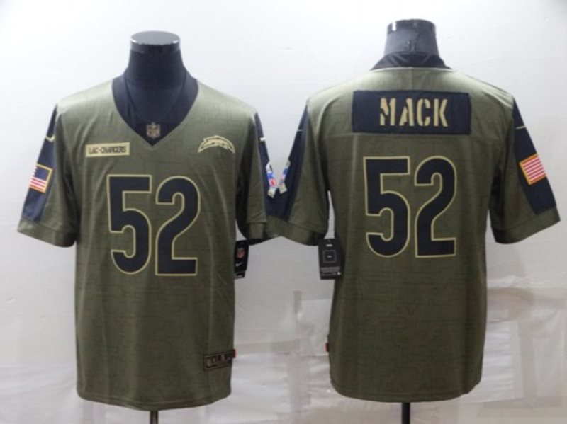 Nike Chargers 52 Khalil Mack Olive 2021 Salute To Service Limited Men Jersey