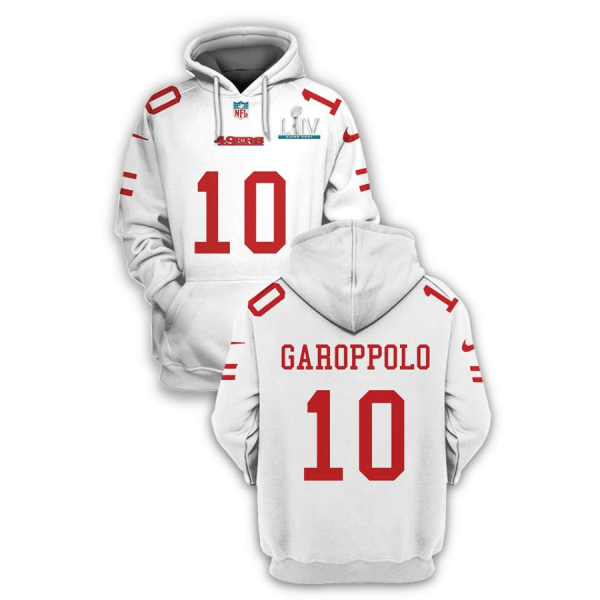 NFL 49ers 10 Jimmy Garoppolo White Super Bowl LIV 2021 Stitched New Hoodie