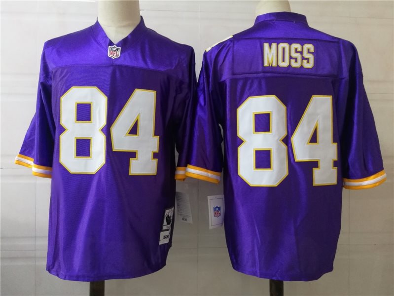 NFL Vikings 84 Randy Moss Purple Throwback Men Jersey