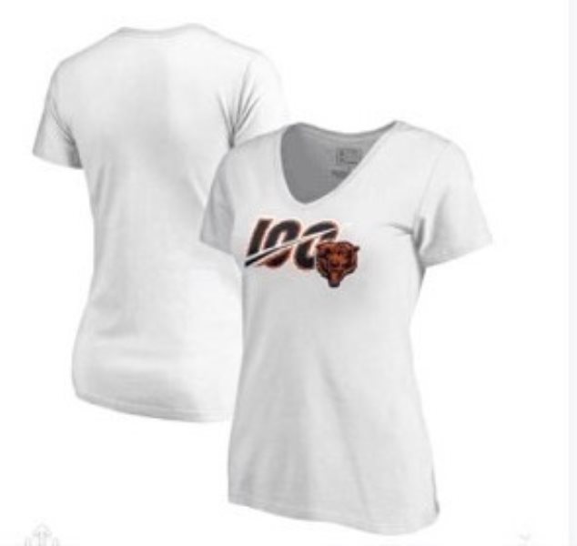 Chicago Bears NFL Pro Line 100th Season V-Neck Women T-Shirt