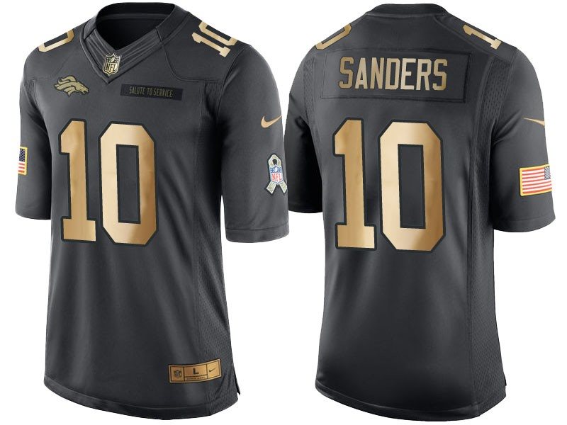 Nike Broncos 10 Emmanuel Sanders Anthracite Gold Salute to Service Limited Men Jersey