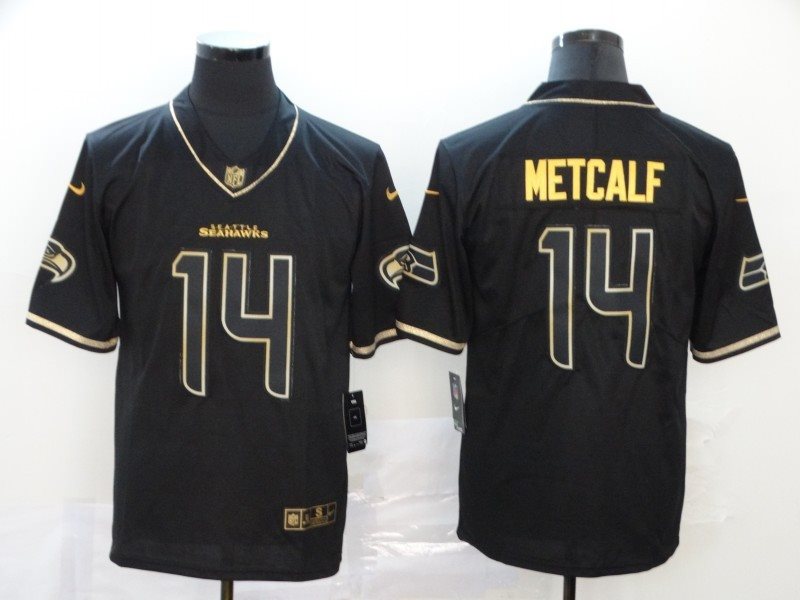 Nike Seahawks 14 DK Metcalf Black Gold Limited Men Jersey