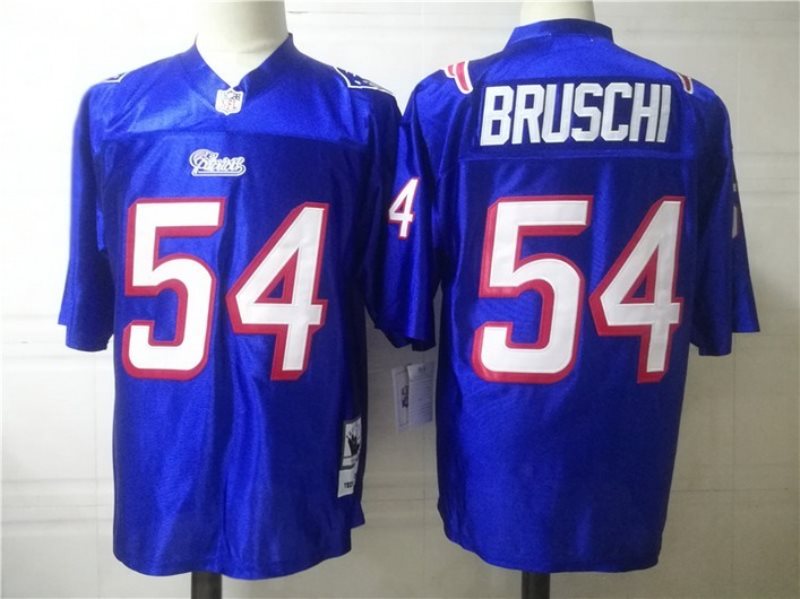 Nike Patriots 54 Tedy Bruschi Blue Throwback Men Jersey