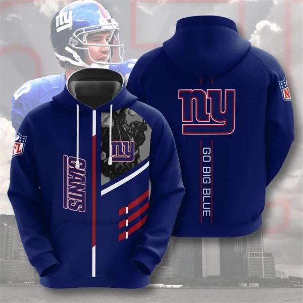NFL New York Giants 3D Royal Hoodie Sweatshirt