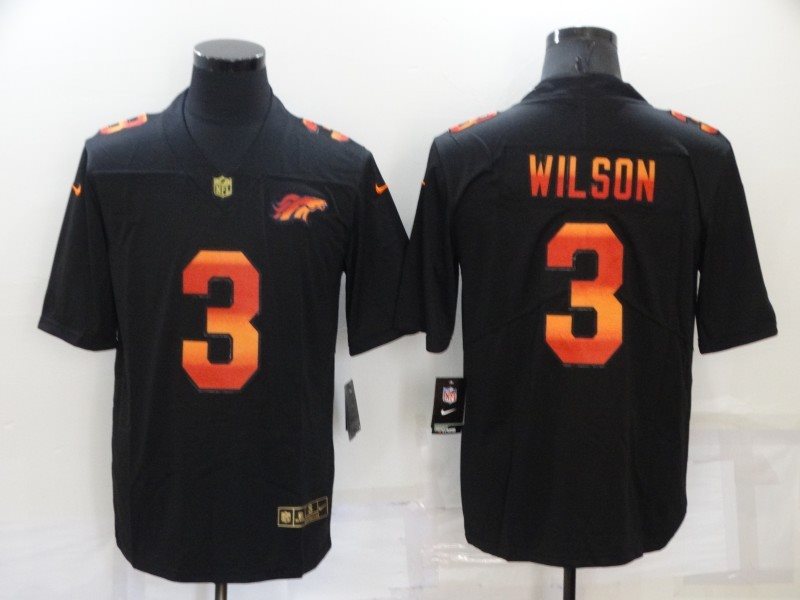 Nike Broncos 3 Russell Wilson Black Shadow Vapor Limited Men Jersey