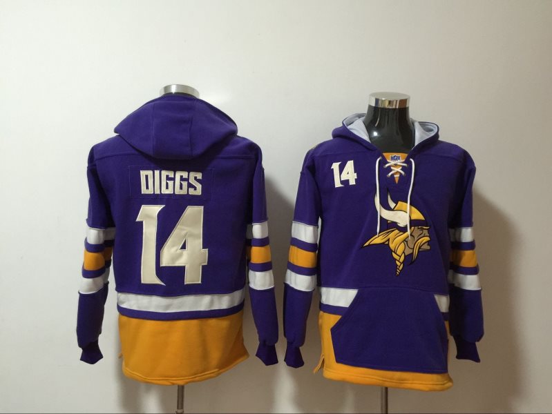 Nike Vikings 14 Stefon Diggs Purple Hoodie Sweatshirt