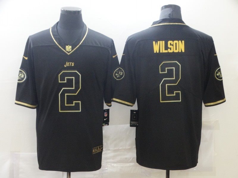Nike Jets 2 Zach Wilson Black Gold Vapor Limited Men Jersey