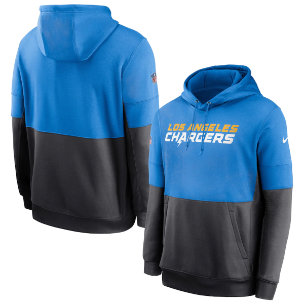 NFL Chargers Powder Blue_Navy Sideline Impact Lockup Performance Pullover Hoodie