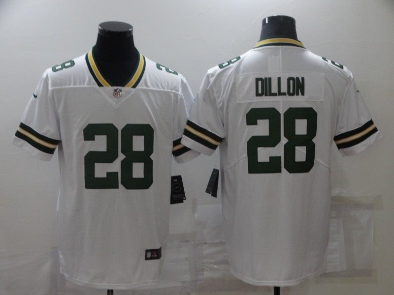 Nike Packers 28 AJ Dillon White Vapor Untouchable Limited Men Jersey