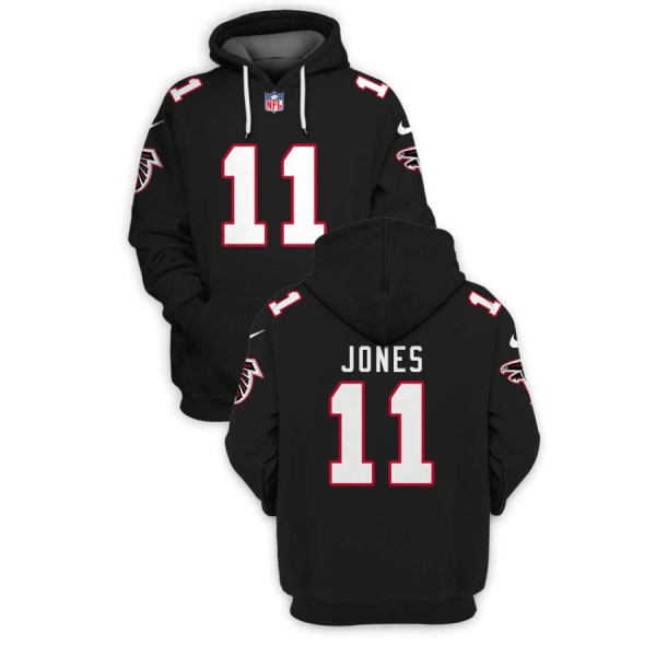 NFL Falcons 11 Julio Jones All Black 2021 Stitched New Hoodie