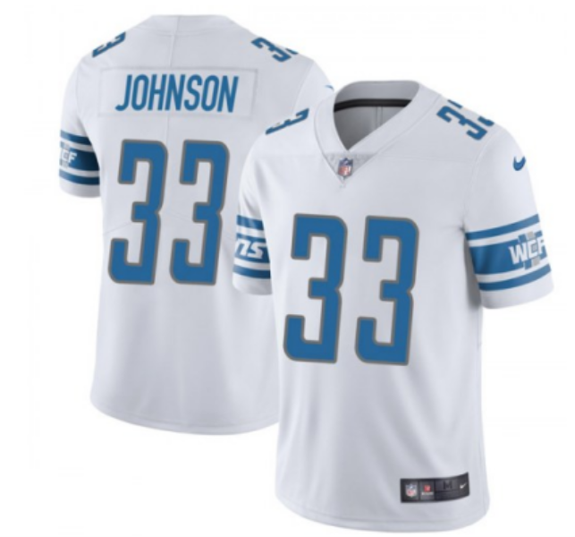 NFL Lions 33 Kerryon Johnson 2018 NFL Draft White Vapor Untouchable Limited Jersey