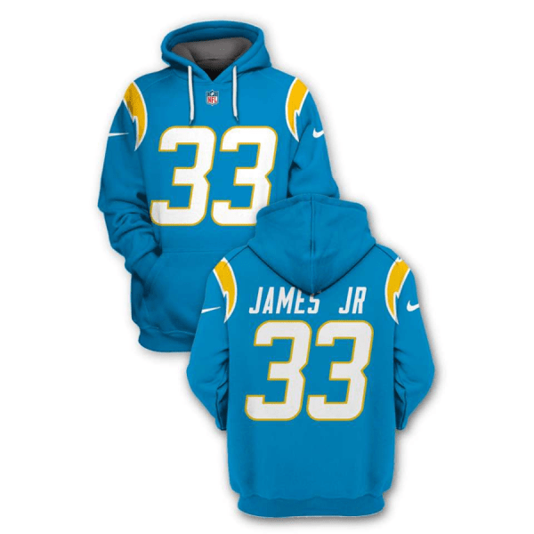 NFL Chargers 33 Derwin James Light Blue 2021 Stitched New Hoodie