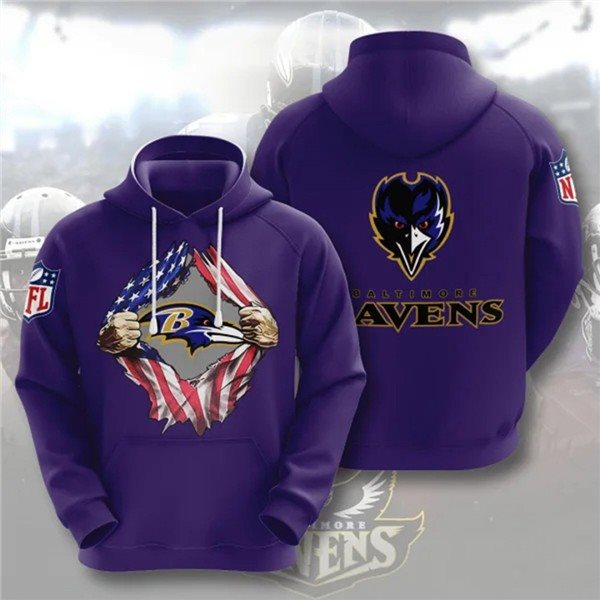 NFL Baltimore Ravens Purple 3D Trending T-Shirt Hoodie