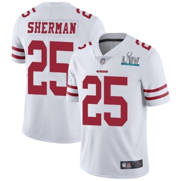 Nike 49ers 25 Richard Sherman White Super Bowl LIV Vapor Untouchable Limited Men Jersey