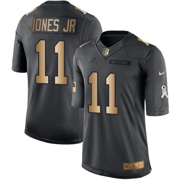Nike Lions 11 Marvin Jones Jr Anthracite Gold Salute to Service Limited Men Jersey