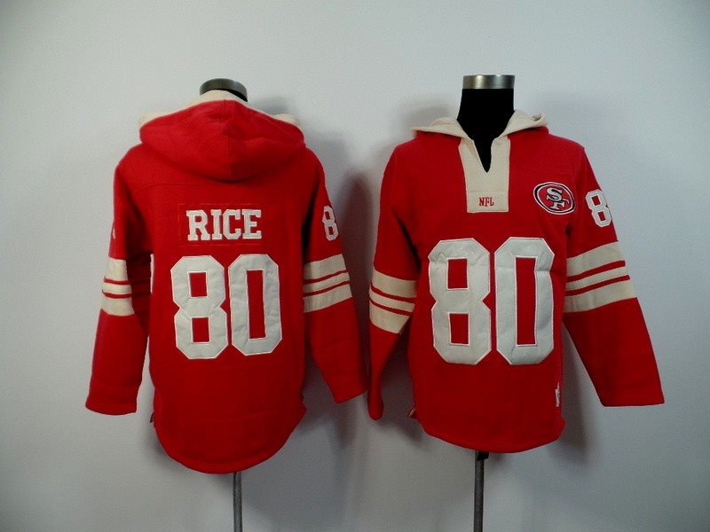 San Francisco 49ers 80 Jerry Rice Red 2015 Stitched Hoodie Sweatshirt