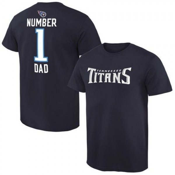 NFL Tennessee Titans Pro Line Number 1 Dad T-Shirt Navy Blue