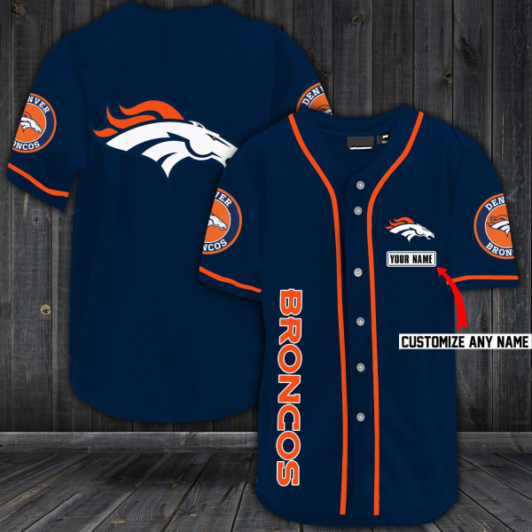 NFL Denver Broncos Baseball Navy Customized Jersey