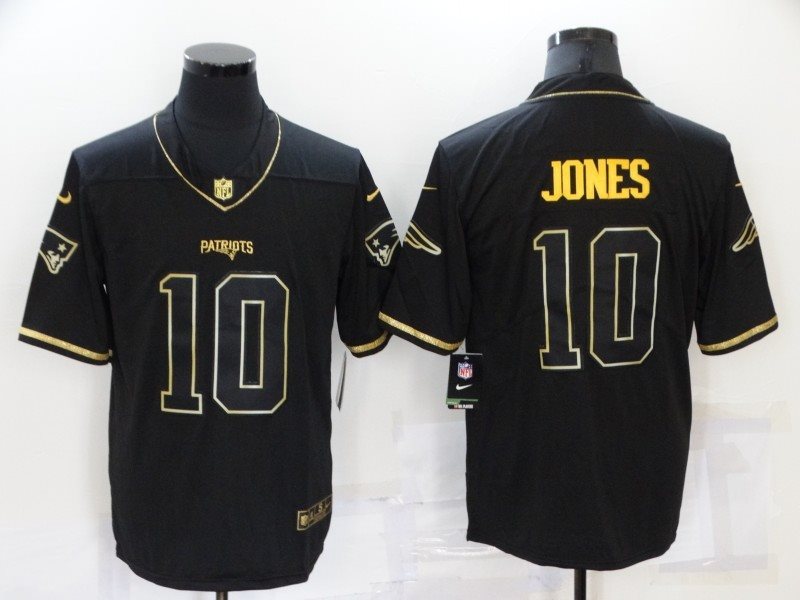 Nike Patriots 10 Mac Jones Black Gold Vapor Limited Men Jersey