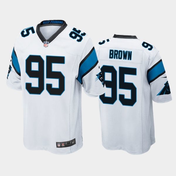 Nike Panthers 95 Derrick Brown White 2020 NFL Draft Vapor Limited Men Jersey