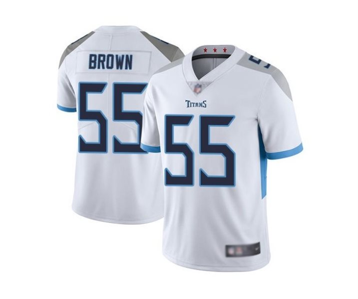 Nike Titans 55 Jayon Brown White Vapor Untouchable Limited Men Jersey