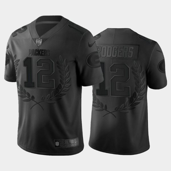 Nike Packers 12 Aaron Rodgers Black Special Edition Limited Men Jersey