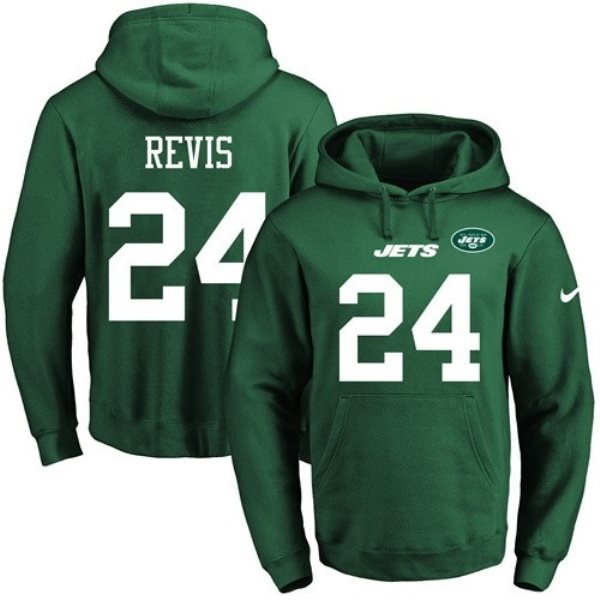 Nike Jets 24 Darrelle Revis Green Men's Pullover Hoodie