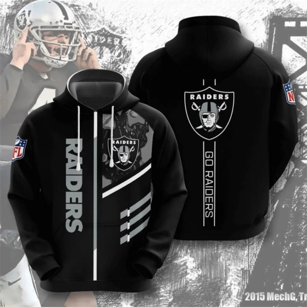 NFL Las Vegas Raiders 3D Black Hoodie Sweatshirt