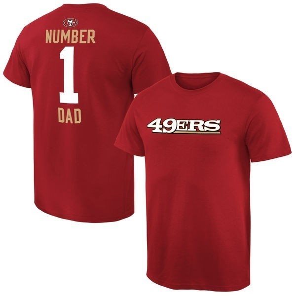 NFL San Francisco 49ers Mens Pro Line Scarlet Number 1 Dad T-Shirt