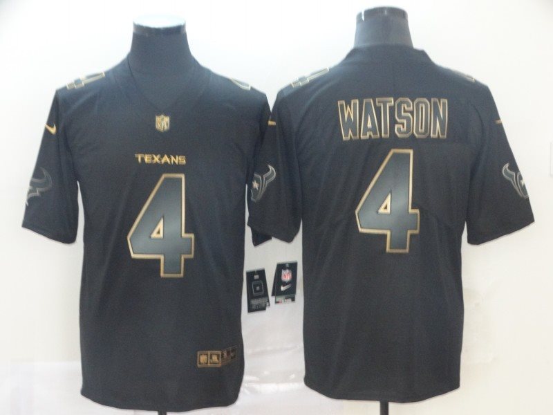 Nike Texans 4 Deshaun Watson Black Gold Vapor Untouchable Limited Men Jersey