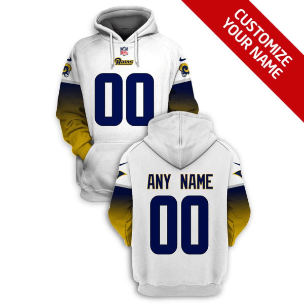 NFL Rams Customized White Yellow 2021 Stitched New Hoodie