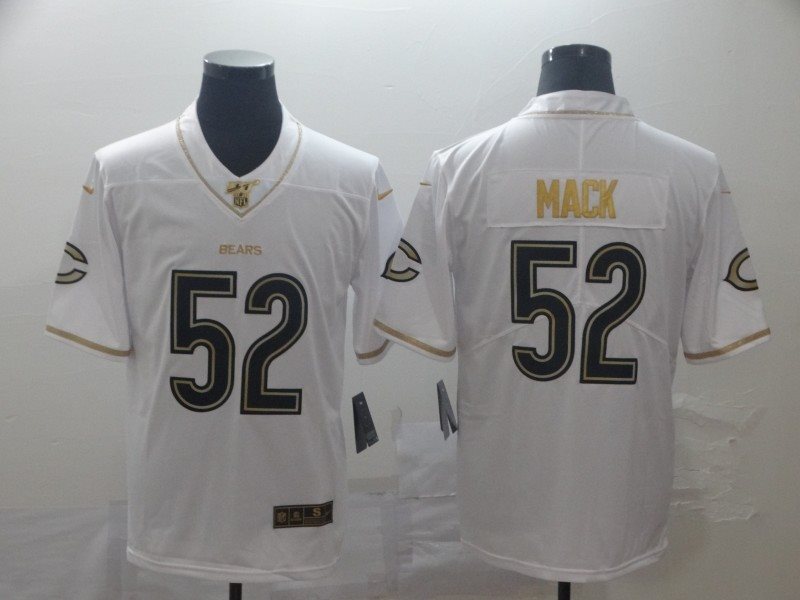 Nike Bears 52 Khalil Mack White Gold Vapor Untouchable Limited Men Jersey