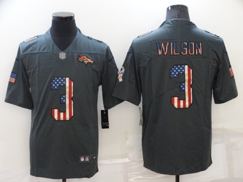 Nike Broncos 3 Russell Wilson Grey USA Flag Limited Men Jersey