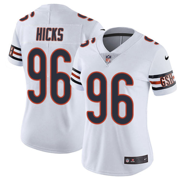 Nike Chicago Bears 96 Akiem Hicks White Limited Women Jersey