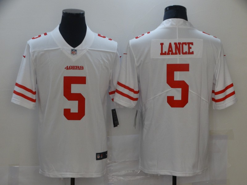 Nike 49ers Trey Lance White 2021 NFL Draft Vapor Limited Men Jersey