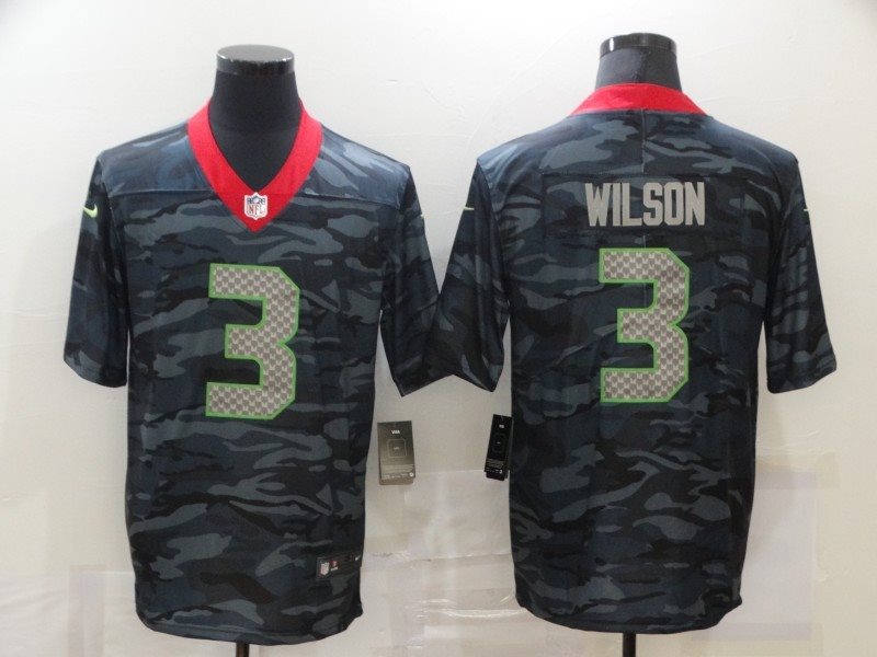 Nike Seahawks 3 Russell Wilson 2020 Black Camo Limited Men Jersey