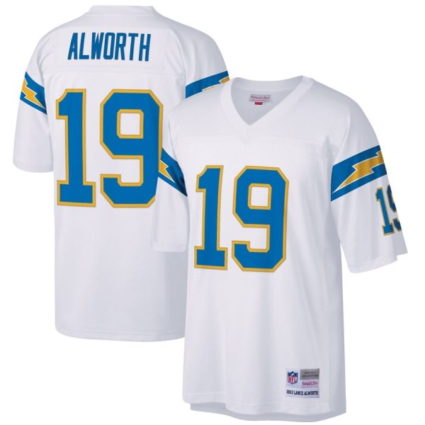 Nike Chargers 19 Lance Alworth Mitchell & Ness White Retired Player Men Jersey