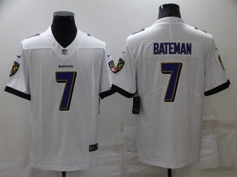 Nike Ravens 7 Rashod Bateman White Vapor Untouchable Limited Men Jersey