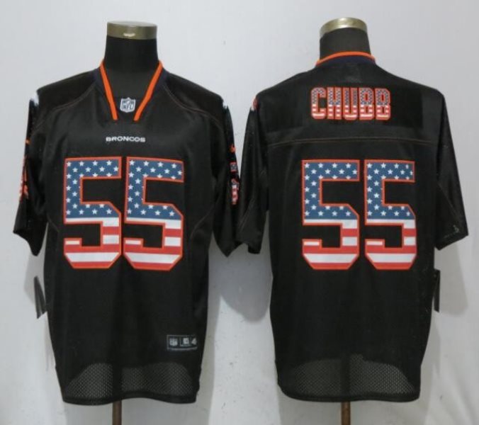 Nike Broncos 55 Bradley Chubb Black USA Flag Fashion Elite Men Jersey