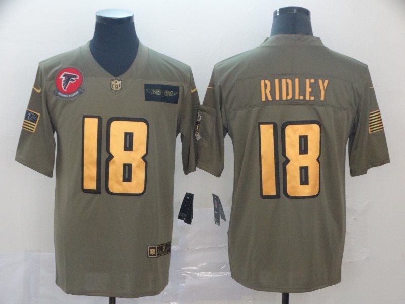 Nike Falcons 18 Calvin Ridley 2019 Olive Gold Salute To Service Limited Men Jersey